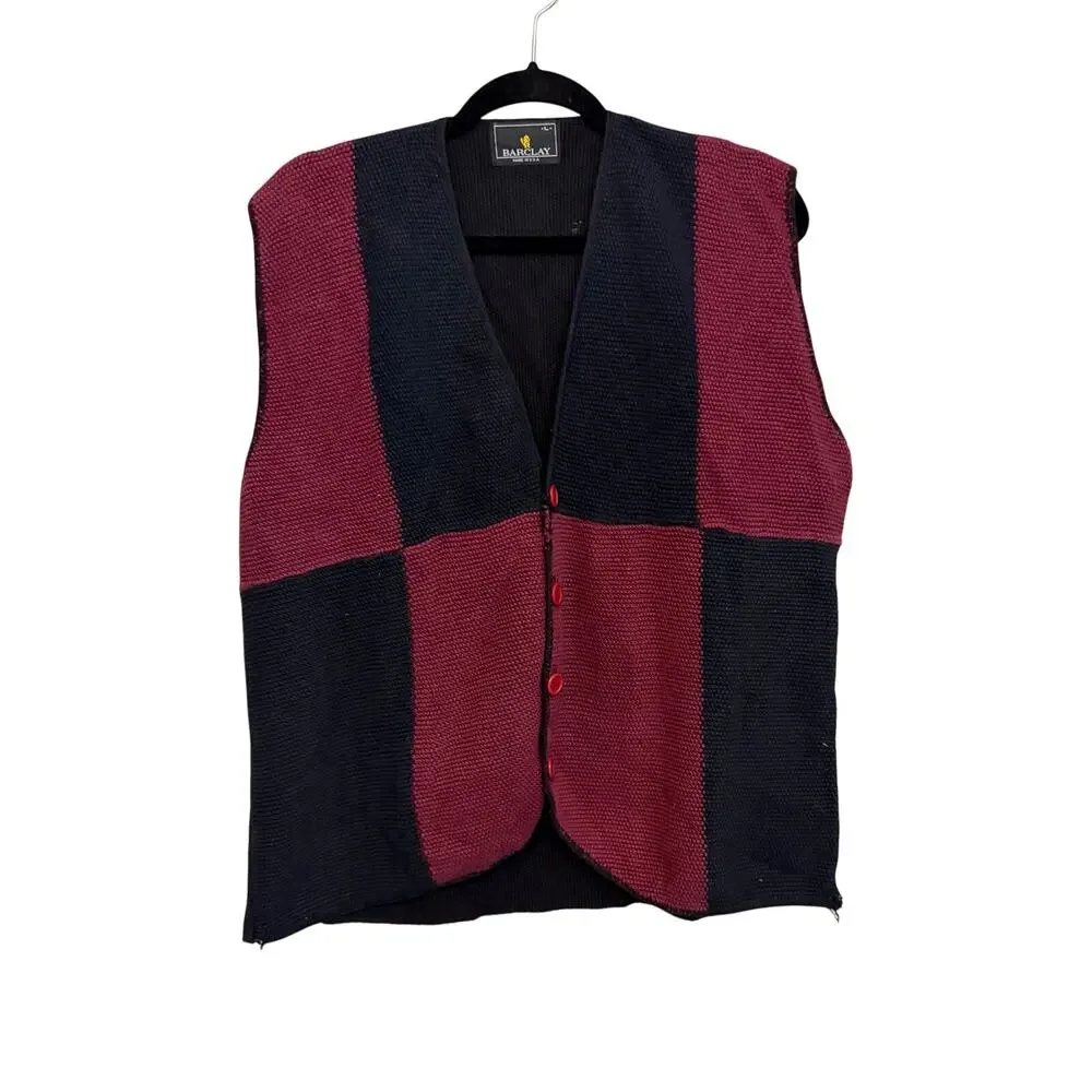 Barclay Colorblock Sweater Vest Mens L Red Blue Grandpacore Mature Heritage USA